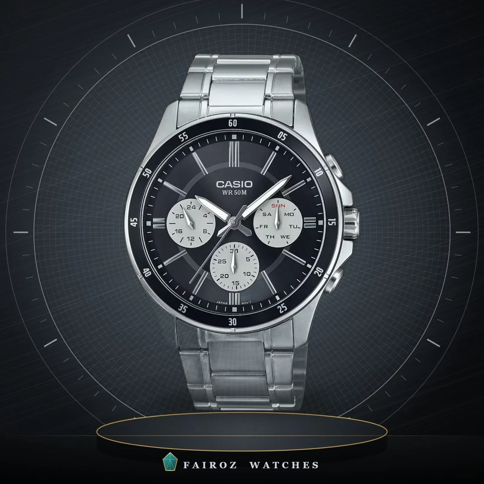ساعة كاسيو MTP-1374D-1A3VD رجالية